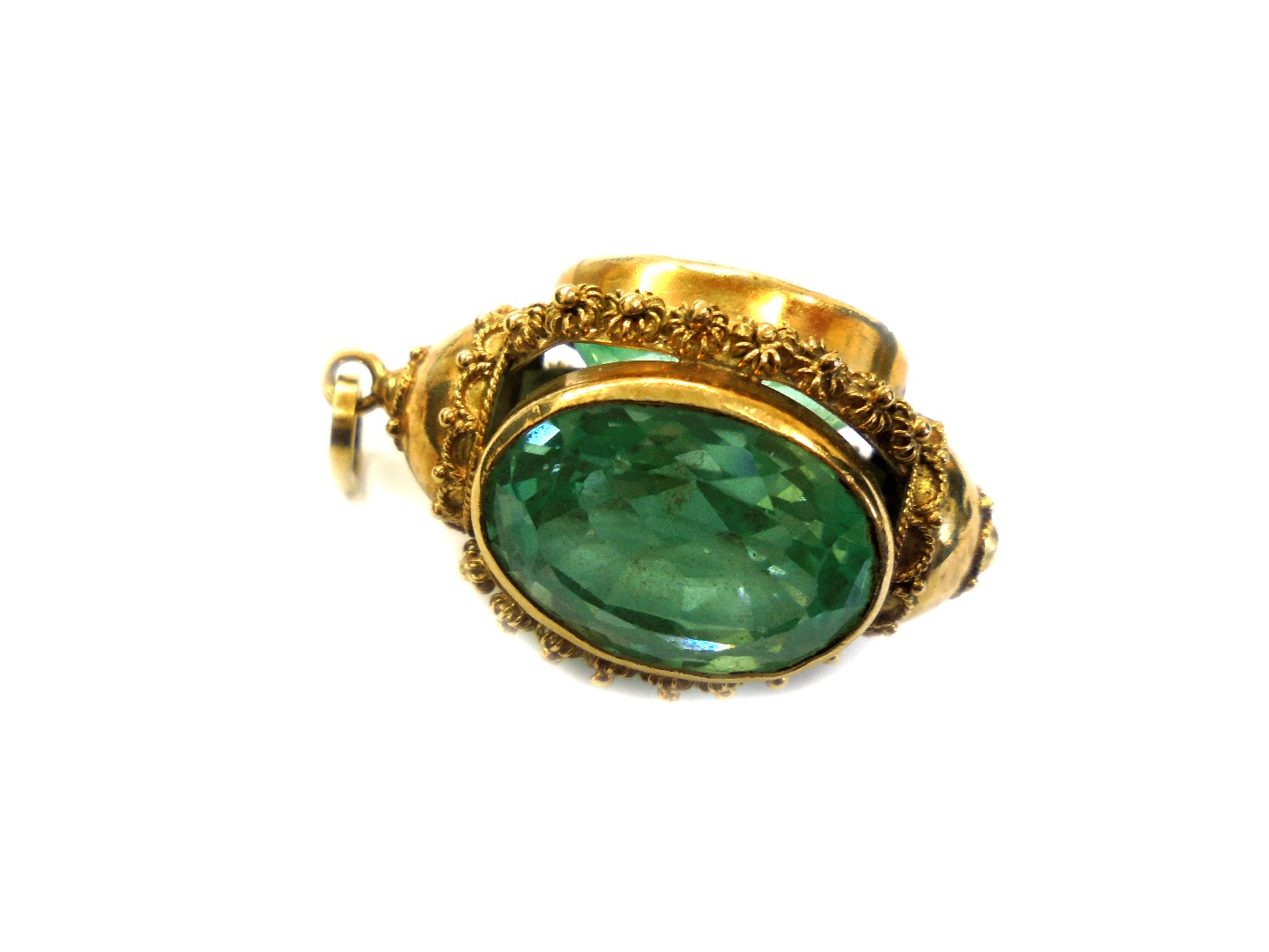 Appraisal: An Italian gold and synthetic spinel pendant the three oval