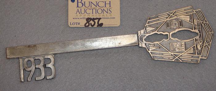 Appraisal: Vintage white metal World's Fair letter opener Key shaped sheath