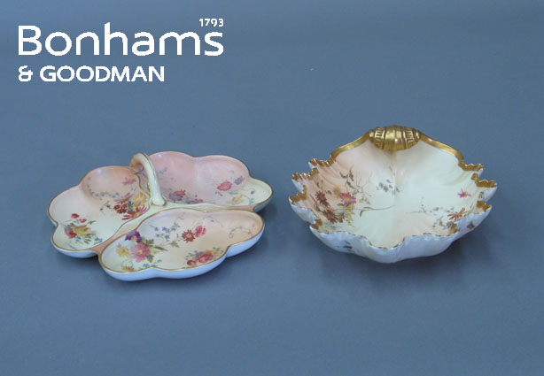 Appraisal: A Royal Worcester 'Blush Ivory' shell shaped dish dated printed