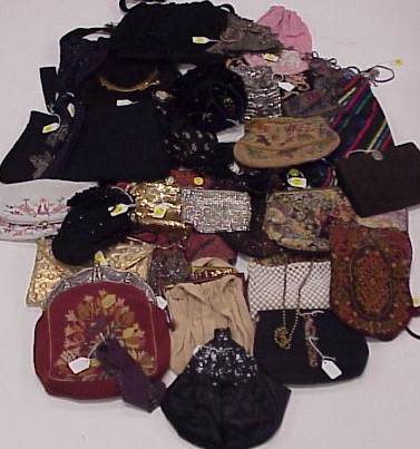 Appraisal: th th purses including tapestry with gilt metal frame black