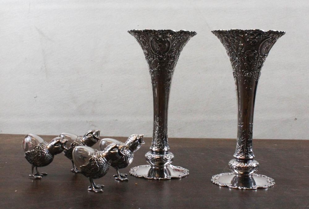 Appraisal: PAIR OF INTERNATIONAL STERLING VASES PLUS A SET OF FOUR