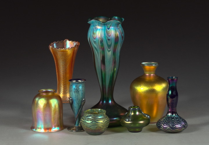 Appraisal: Collection of Eight Pieces of Art Glass first quarter th