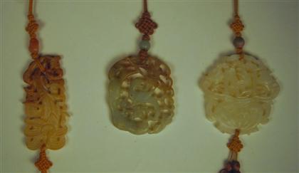 Appraisal: Three Chinese carved jade pendants th century and later