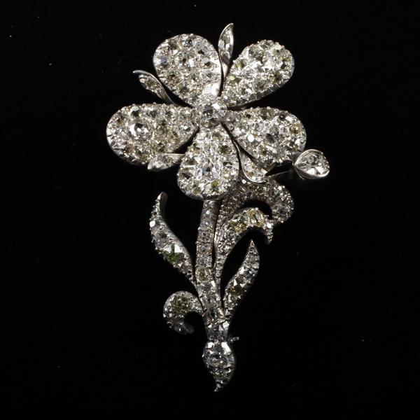 Appraisal: Georgian Silver and Old Mine Cut Diamond En Tremblant Flower