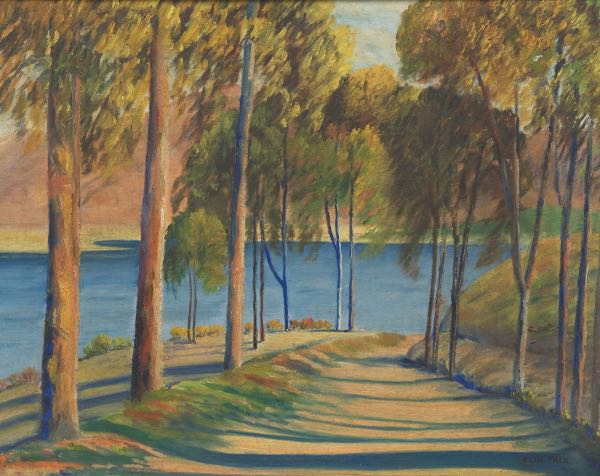 Appraisal: ELIN FALK AMERICAN - x Blue Trees mid- th century