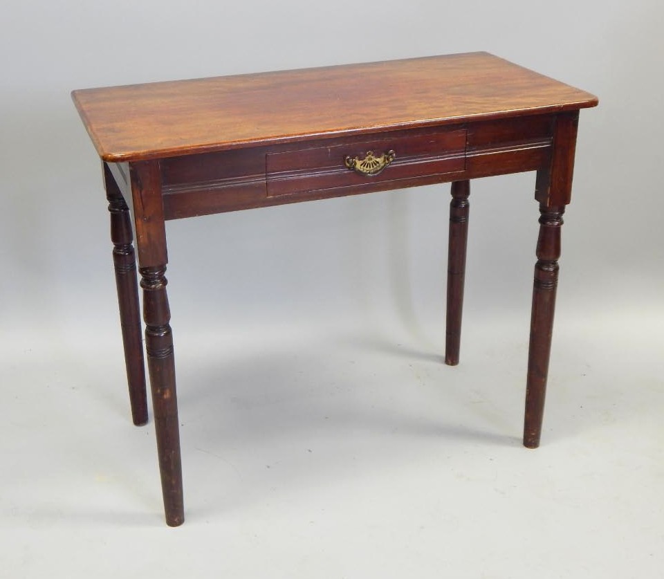 Appraisal: A mahogany and pine side table with single frieze drawer