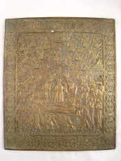 Appraisal: A well detailed Russian Orthodox bronze panel icon of the