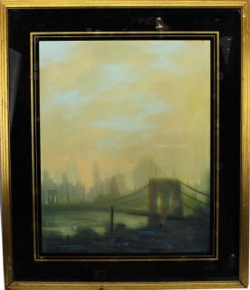 Appraisal: Leon Dolice - Brooklyn Bridge pastel with a view of