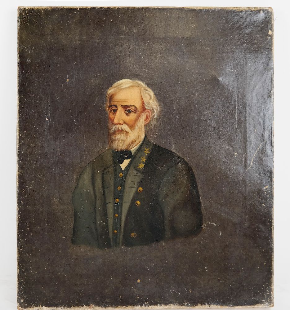 Appraisal: Oil on Canvas Portrait of Robert E Lee Oil on