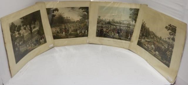 Appraisal: LOT OF FOUR HAND COLORED ENGRAVINGS FROM TO ALL RELATED