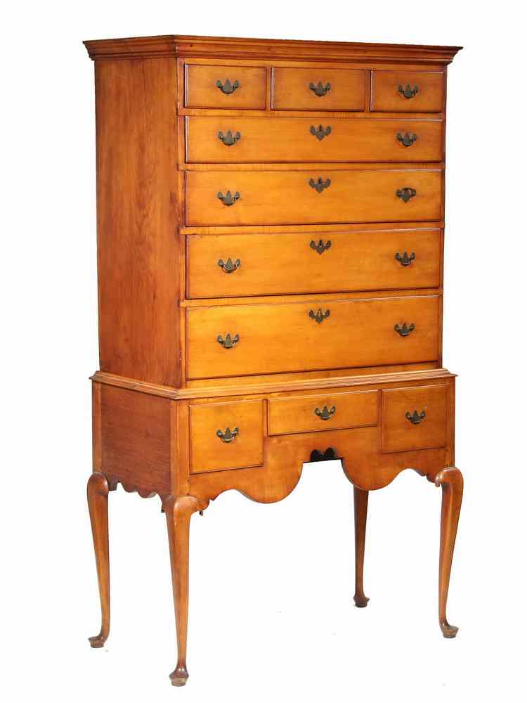 Appraisal: HIGHBOY - New England Queen Anne maple and figured maple