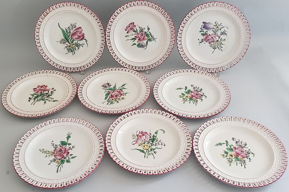 Appraisal: Set Keller Guerin Luneville France Reticulated Plates th Century Set