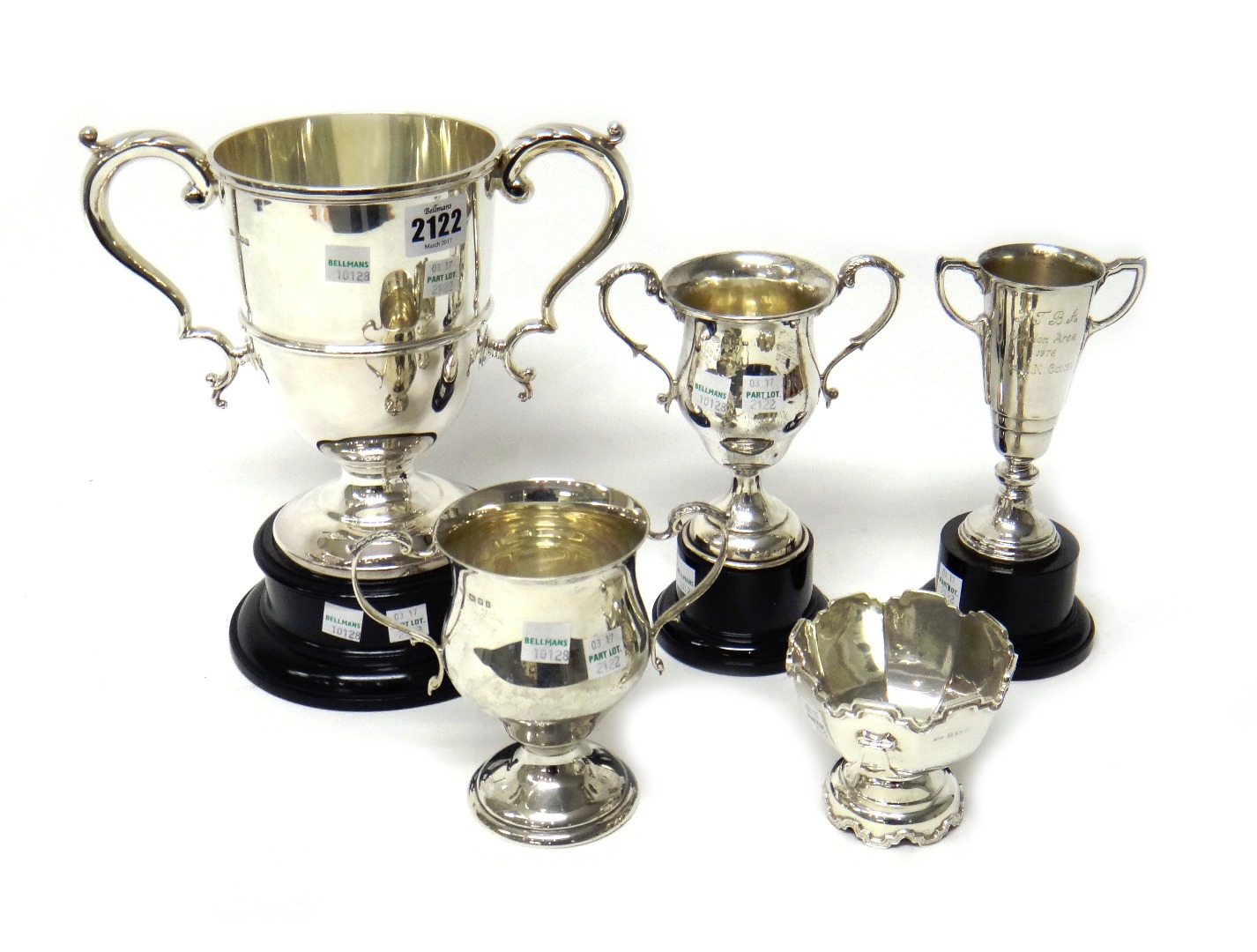 Appraisal: A silver large twin handled trophy cup cm high presentation