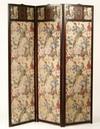 Appraisal: FOLDING SCREEN - Circa mahogany framed three panel folding screen