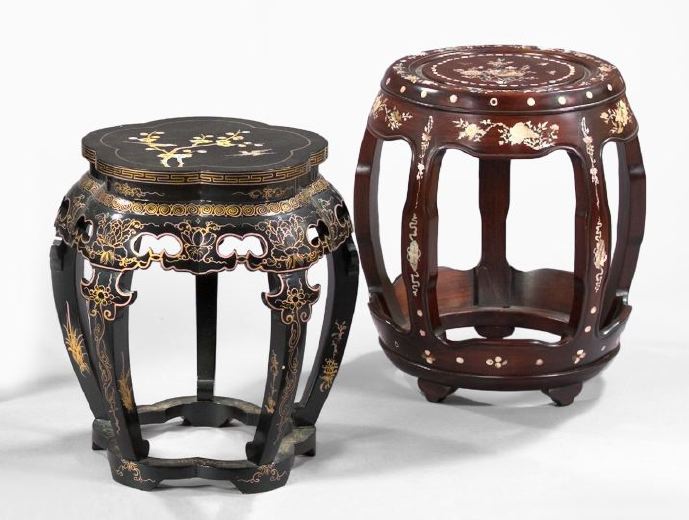 Appraisal: Two Chinese Decorative Chairside Tables including a South China cut