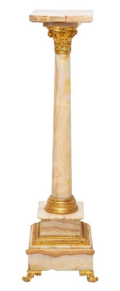 Appraisal: A FRENCH ORMOLU-MOUNTED AGATE PEDESTAL TH CENTURY' A FRENCH ORMOLU-MOUNTED