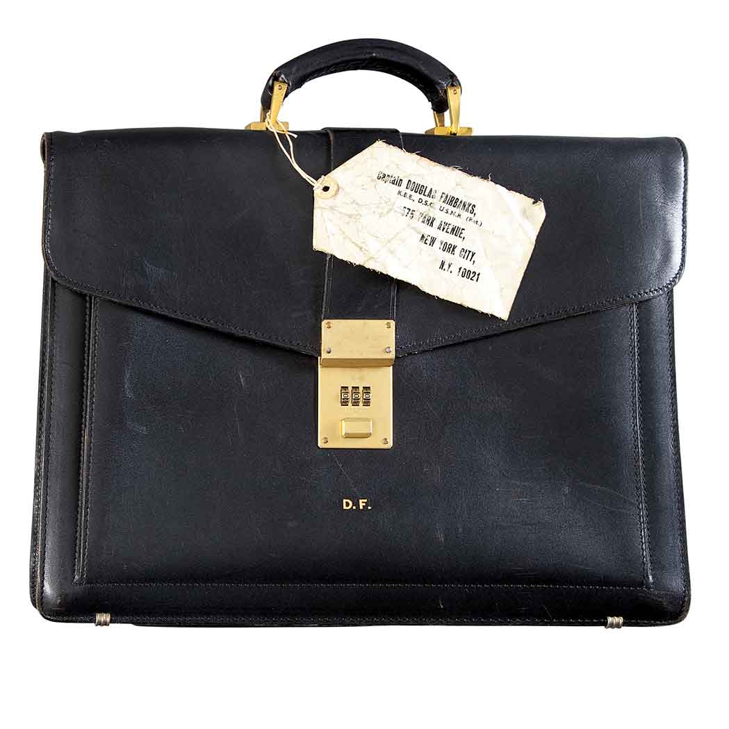 Appraisal: Briefcase Black leather with gilt DF monogram stamped Presto with