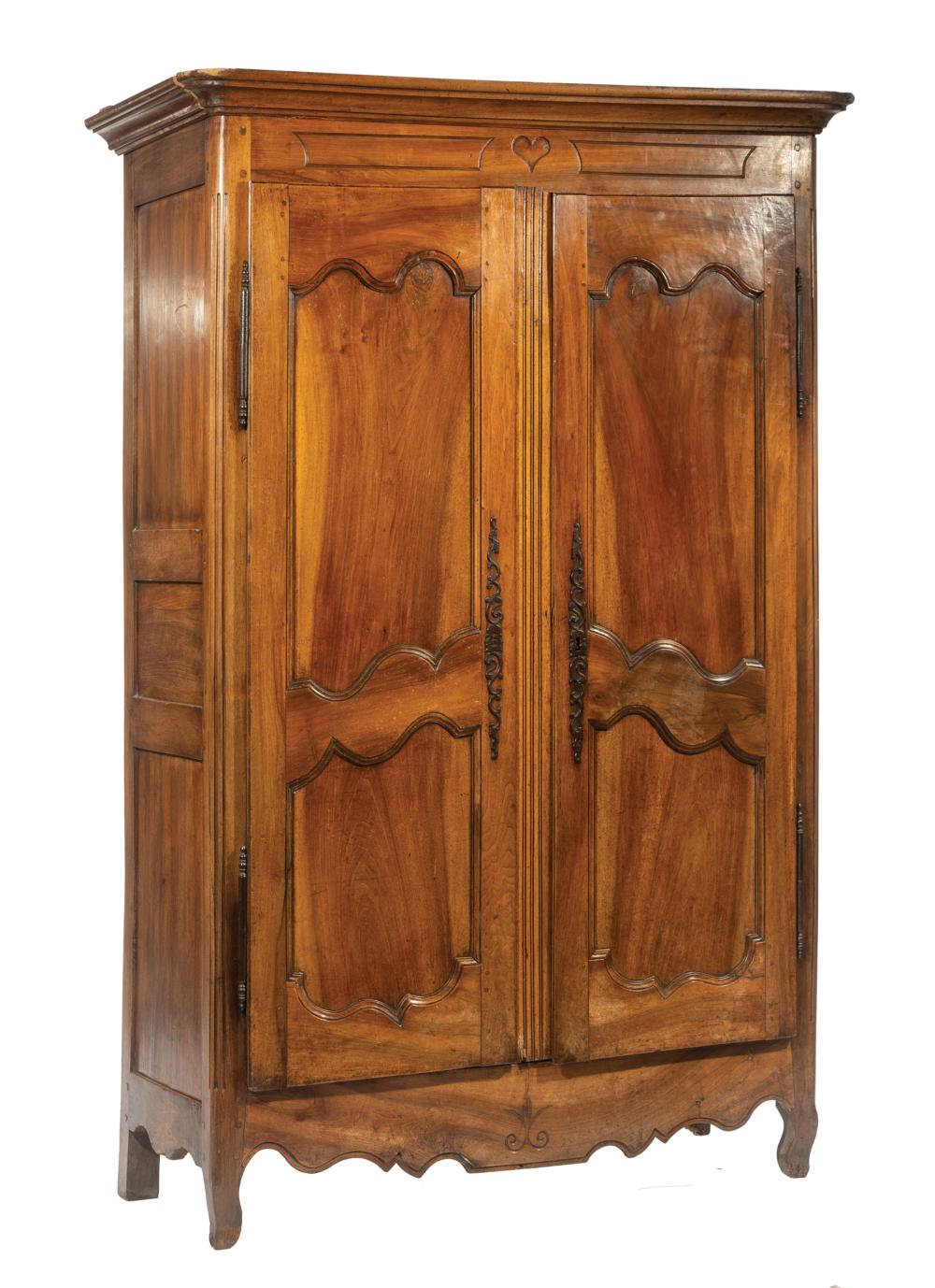 Appraisal: French Provincial Carved Fruitwood Two Door Armoire th c molded