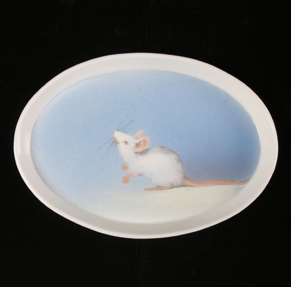 Appraisal: Meissen hand painted porcelain tray white mouse on monochrome background