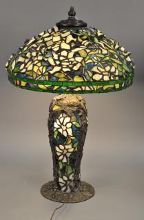 Appraisal: Tiffany style leaded table lamp with leaded glass base ht