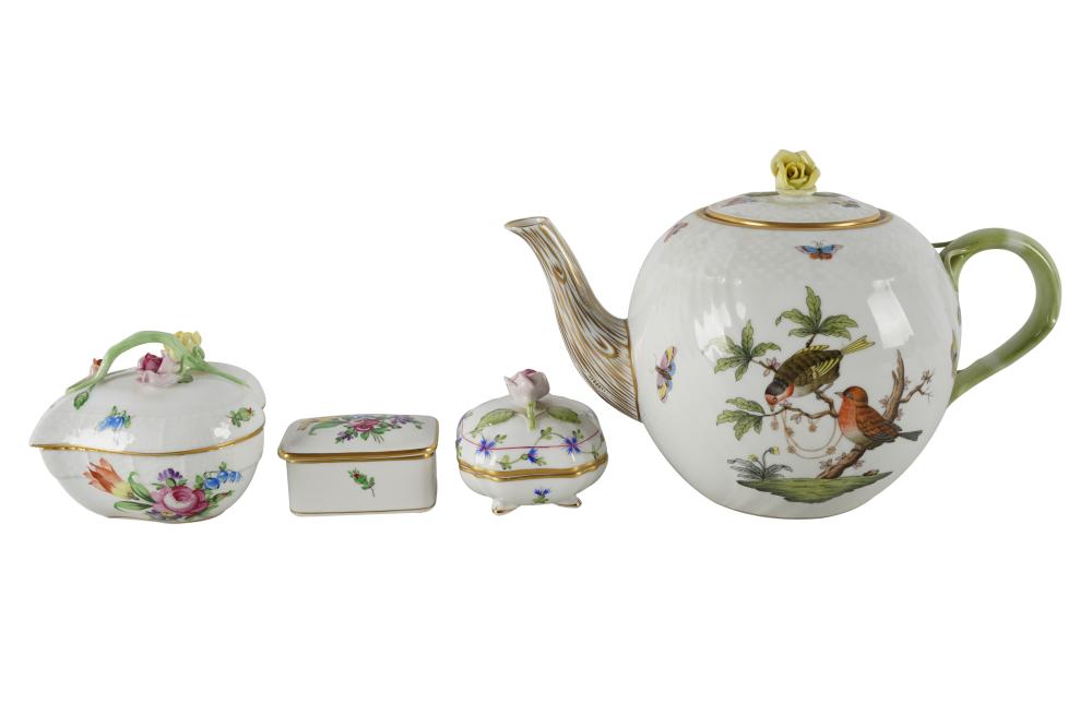 Appraisal: FOUR HEREND PIECEScomprising a teapot and three covered boxes the