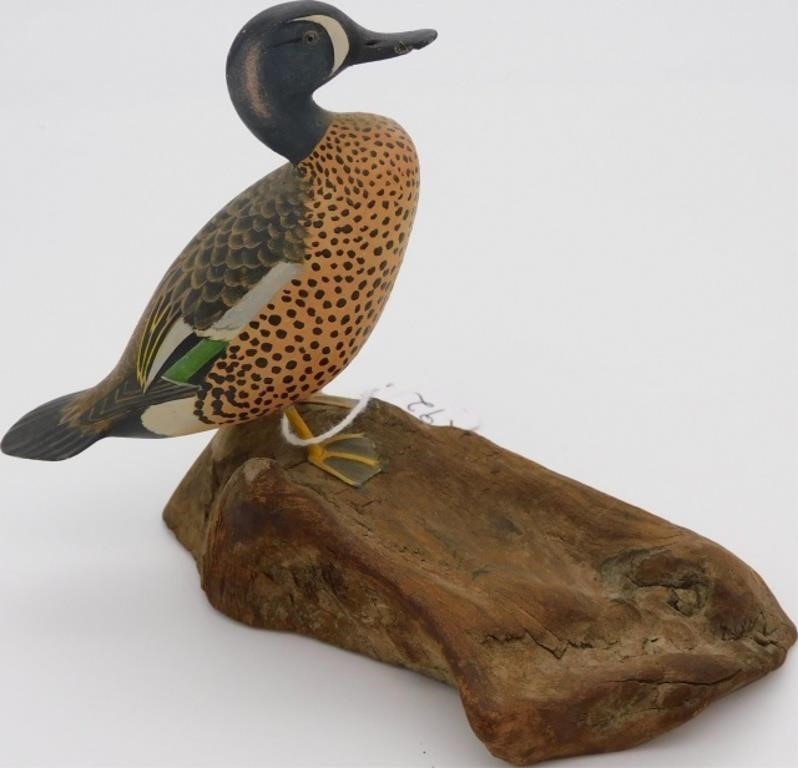 Appraisal: ROBERT MORSE CARVED AND PAINTED MINIATURE DECOY Blue Winged Teal