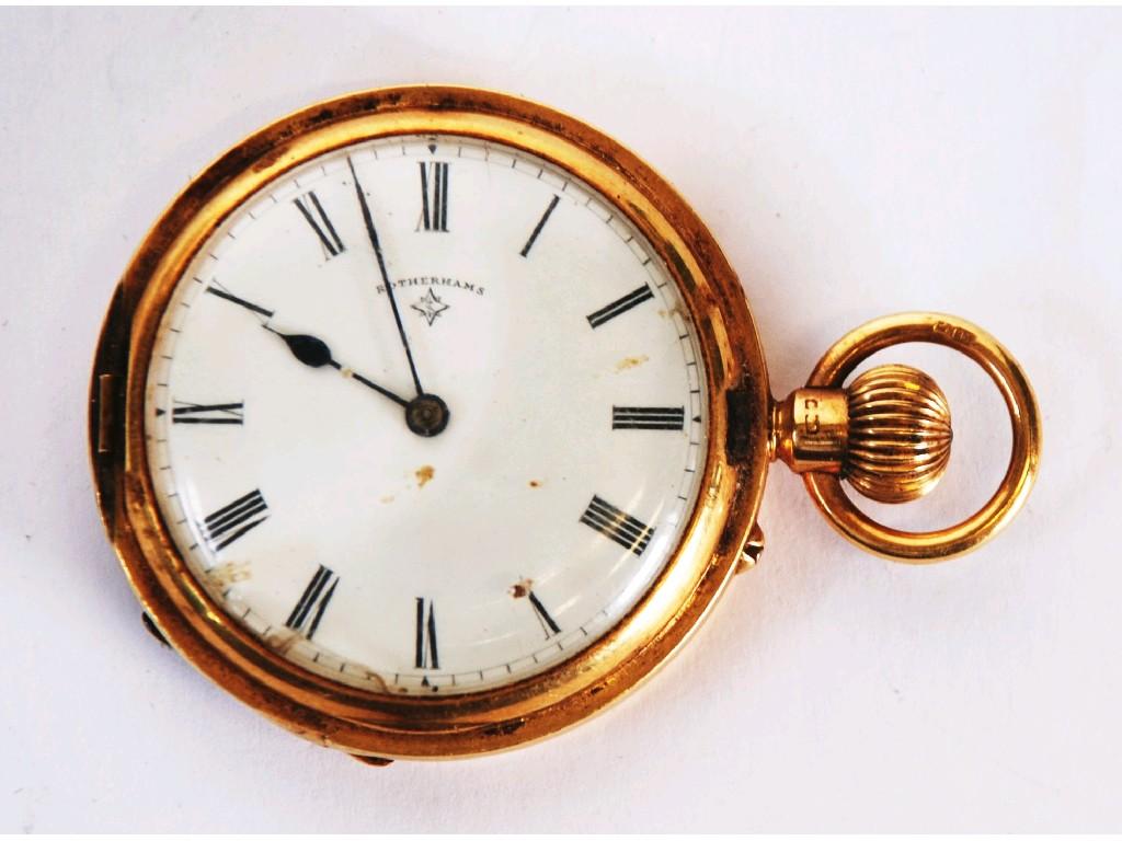 Appraisal: ROTHERHAMS LONDON LADY'S EDWARDIAN CT GOLD POCKET WATCH with keyless