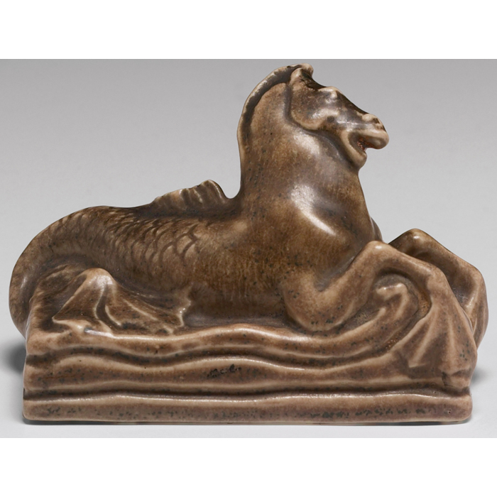 Appraisal: Rookwood paperweight mythical creature covered with a very nice brown