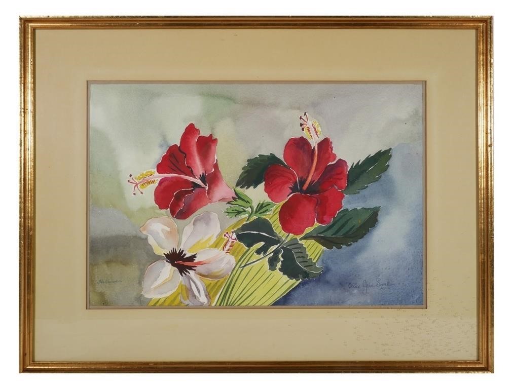 Appraisal: Early th century floral watercolor painting by Florida artist Alice