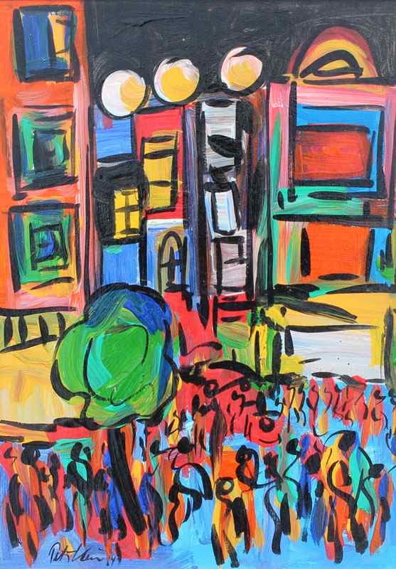 Appraisal: KEIL Peter German ''On Broadway'' Oil Masonite '' x ''