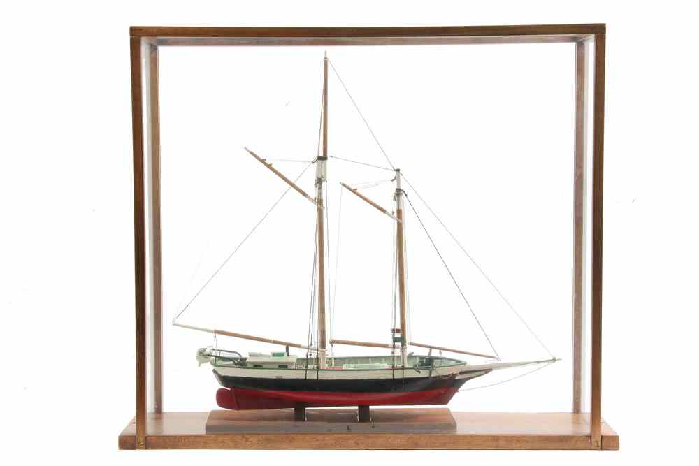 Appraisal: CASED BOAT MODEL - Wooden Model of Coastal Schooner 'Maggie'