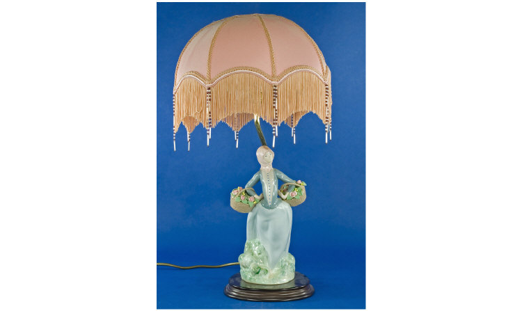 Appraisal: Table Lamp Surmounted With A Porcelain Figure Of A Flower