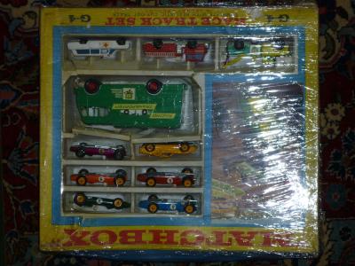 Appraisal: Matchbox G- Race Track Set ten vehicles box AF G