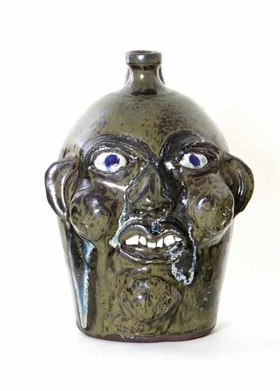 Appraisal: Harrel Grace Hewell stoneware face jug Georgia alkaline glaze on