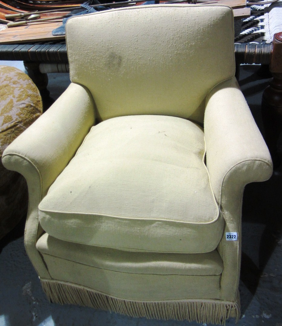 Appraisal: A th century yellow upholstered armchair