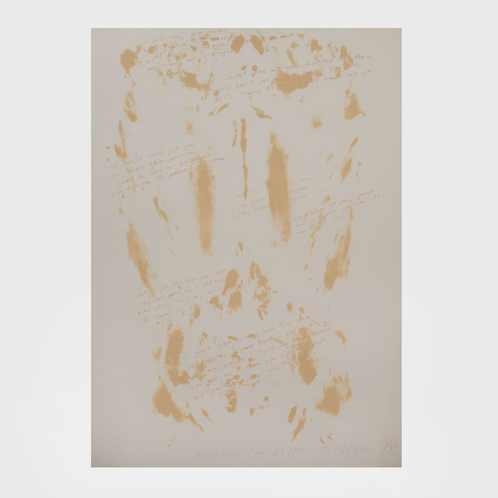 Appraisal: Vito Acconci b Touchstone Lithograph in brown on wove paper