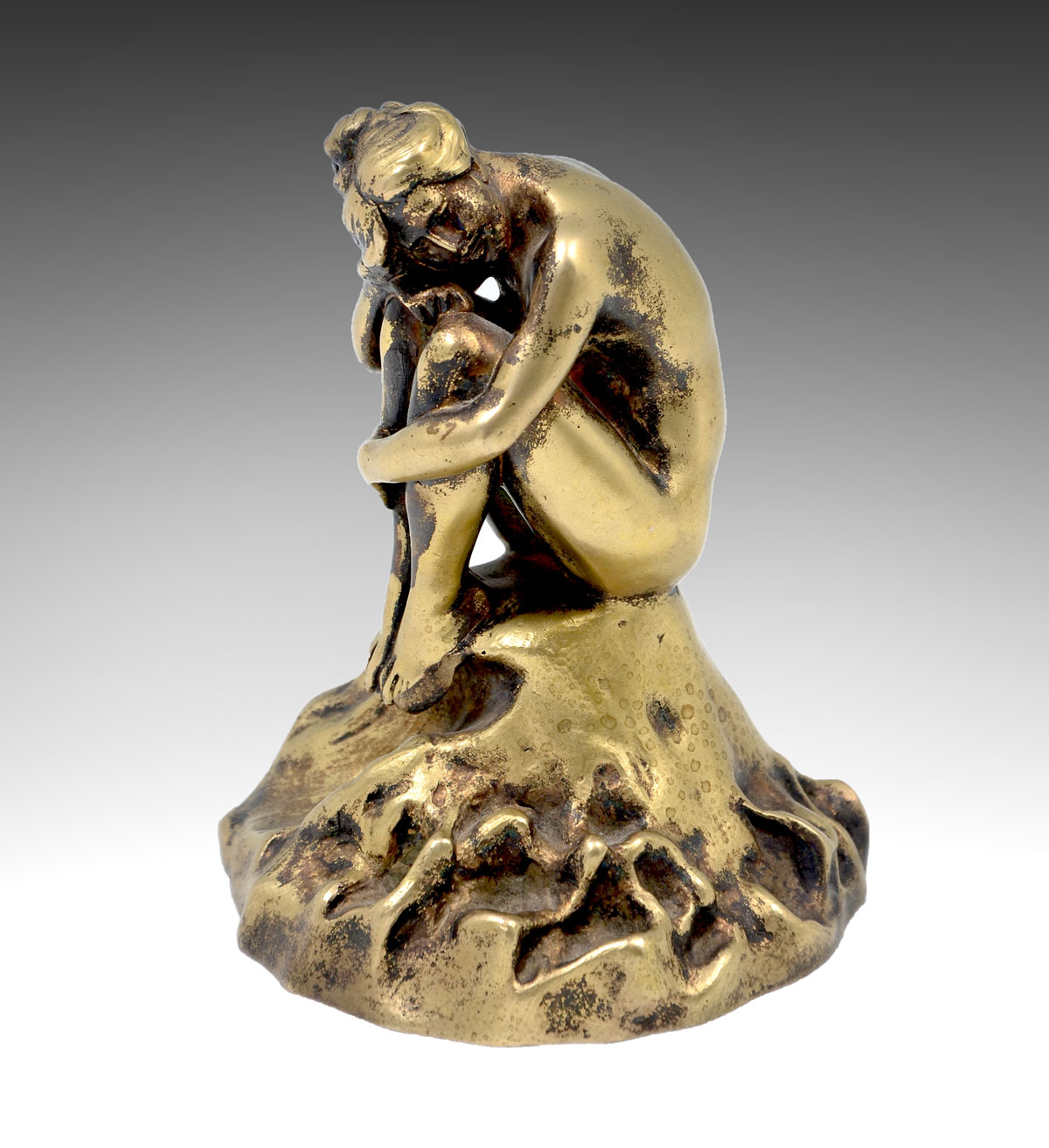 Appraisal: ART NOUVEAU STYLE SILVERED BRONZE NYMPH SCULPTURE '' in height