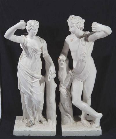 Appraisal: A PAIR OF REGENCY PLASTER MODELS of Bacchus and Flora