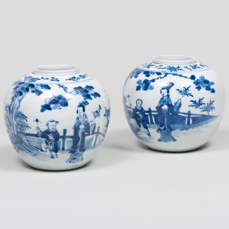 Appraisal: Pair of Chinese Blue and White Porcelain Ginger Jars Blue