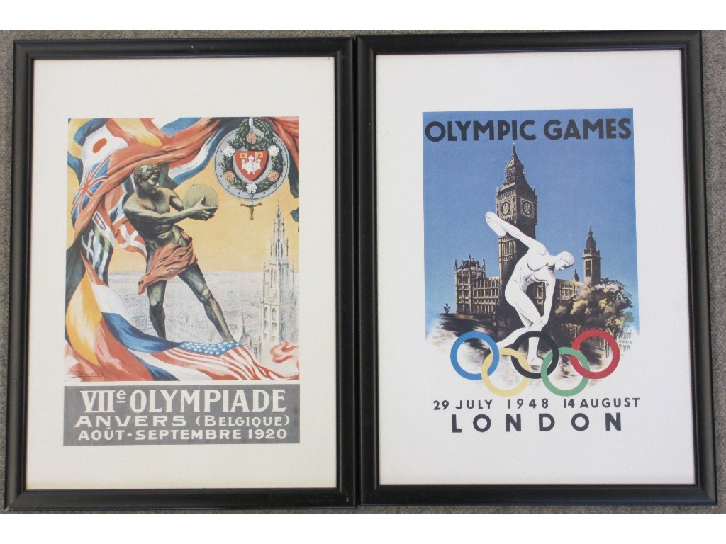 Appraisal: Three framed prints comprising two Olympic prints and x cm