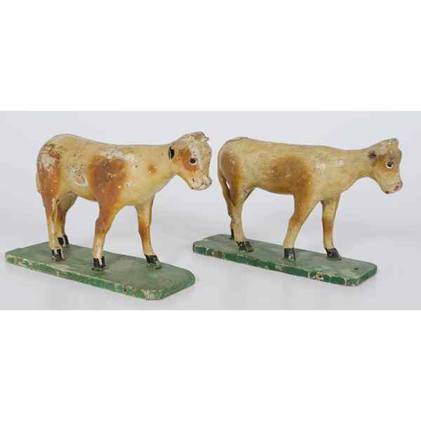 Appraisal: Wooden Folf Art Toy Cows German ca Two handmade toy