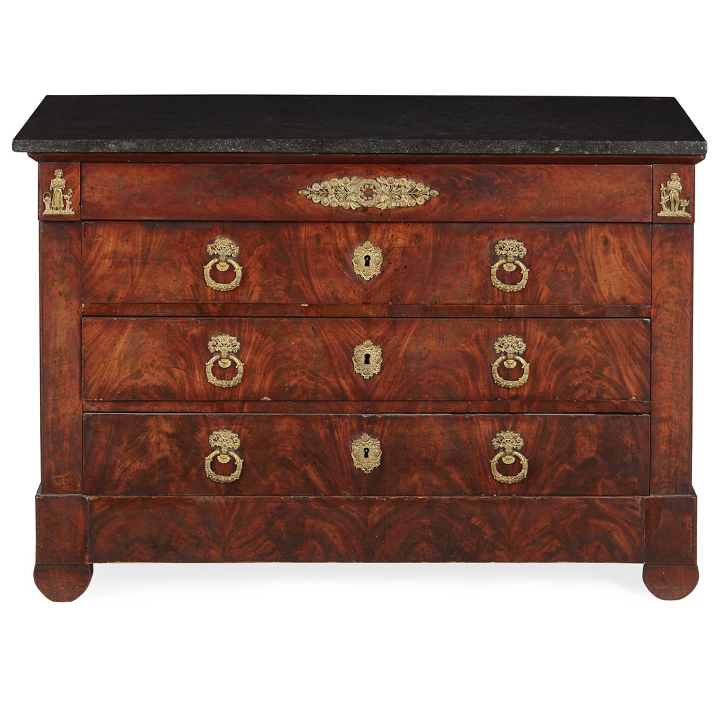 Appraisal: FRENCH RESTORATION MAHOGANY SLATE TOP COMMODE EARLY TH CENTURY the