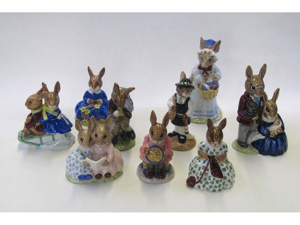 Appraisal: Nine Royal Doulton Bunnykins figures to include 'Sleigh Ride' DB