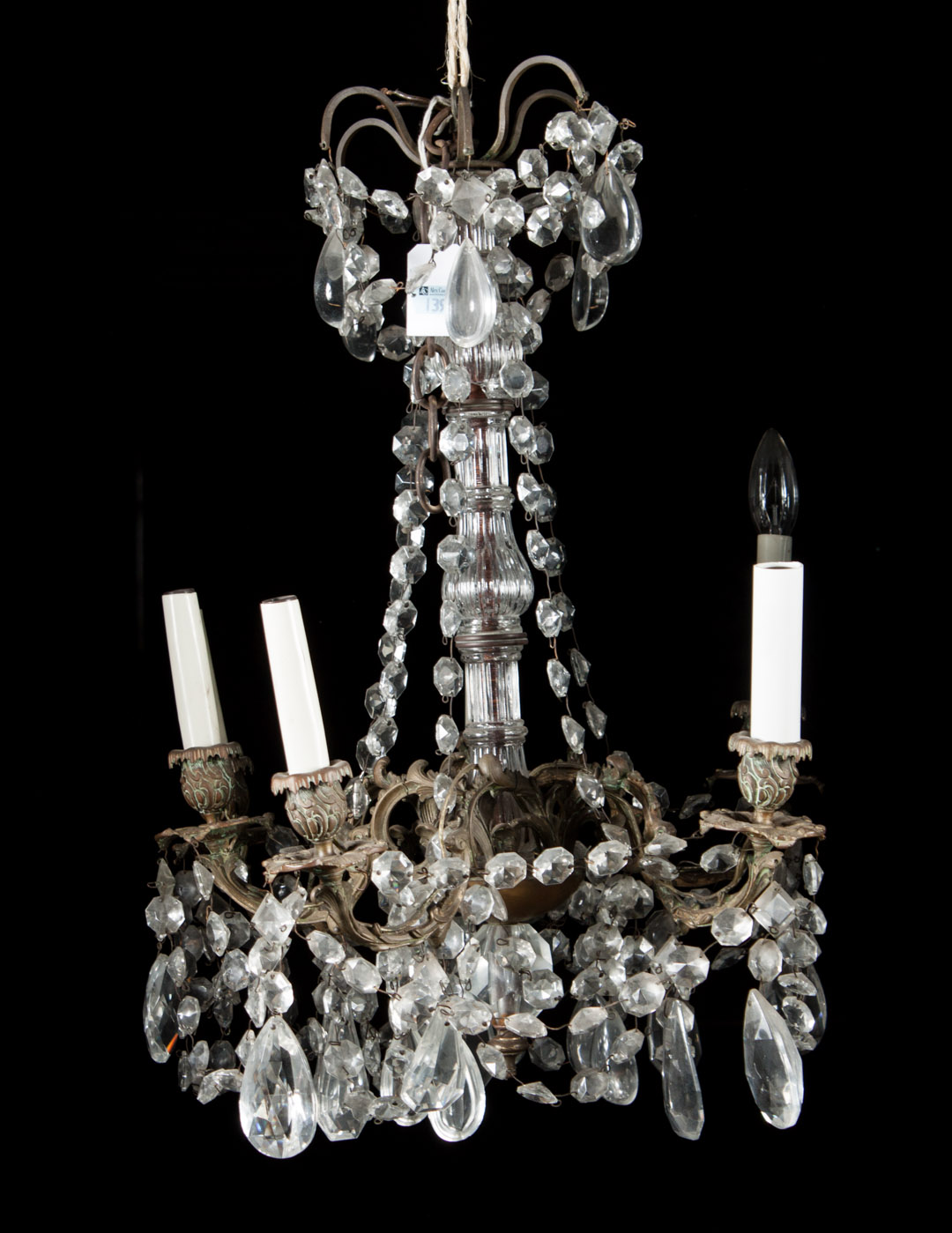 Appraisal: Louis XVI style six-light chandelier th century bronze arms and