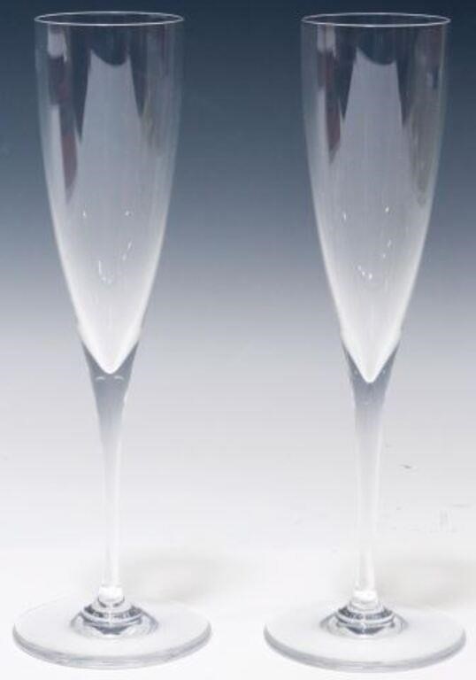 Appraisal: pair French crystal champagne flutes Baccarat in the Dom Perignon