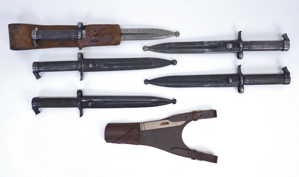 Appraisal: FIVE SWEDISH MODEL BAYONETS AND SCABBARDS Sweden Five bayonets and