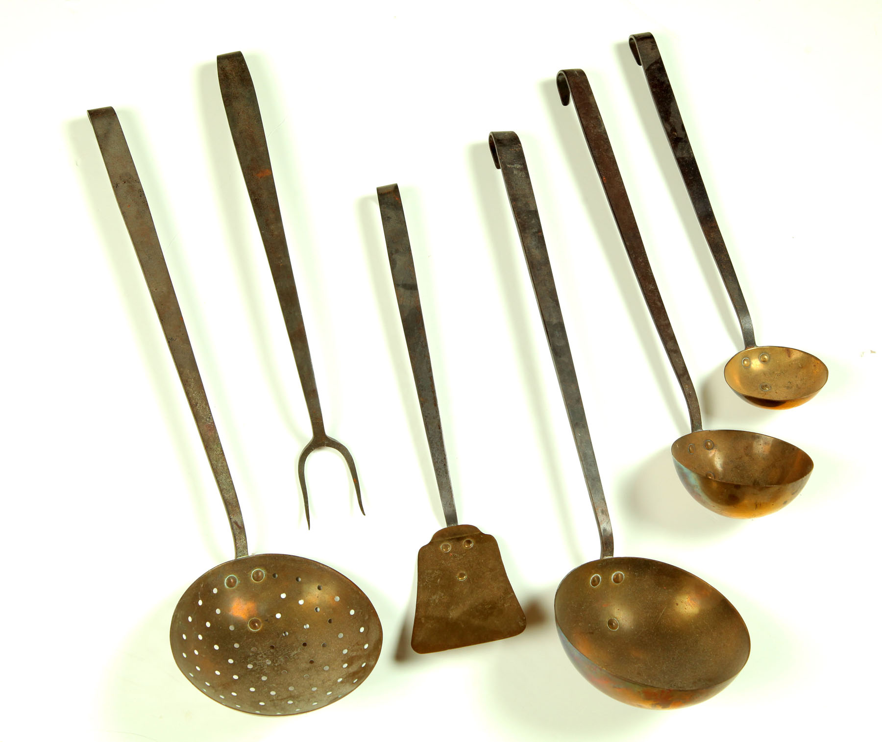 Appraisal: SET OF KITCHEN UTENSILS American th century wrought iron and