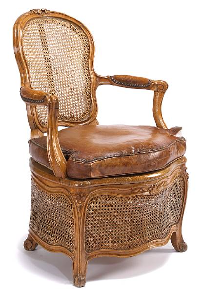 Appraisal: A Louis XV walnut fauteuil percee stamped A Meuniermid th