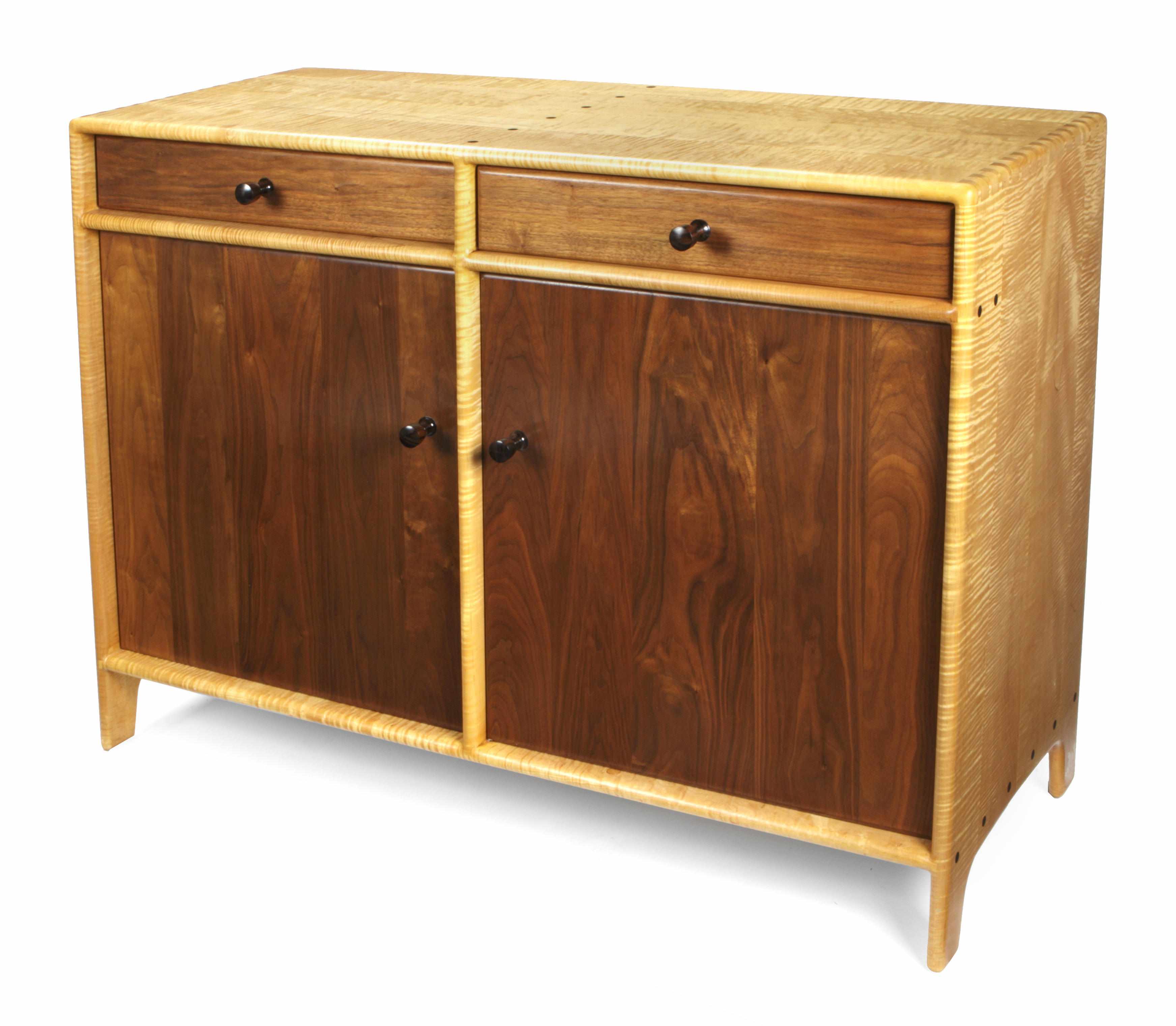 Appraisal: A Sam Maloof walnut and fiddle back maple credenza circa