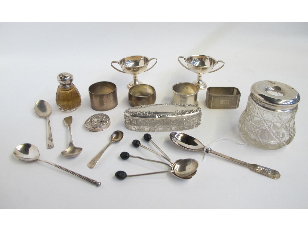 Appraisal: Lot comprising assorted silver items - spoons napkin rings small